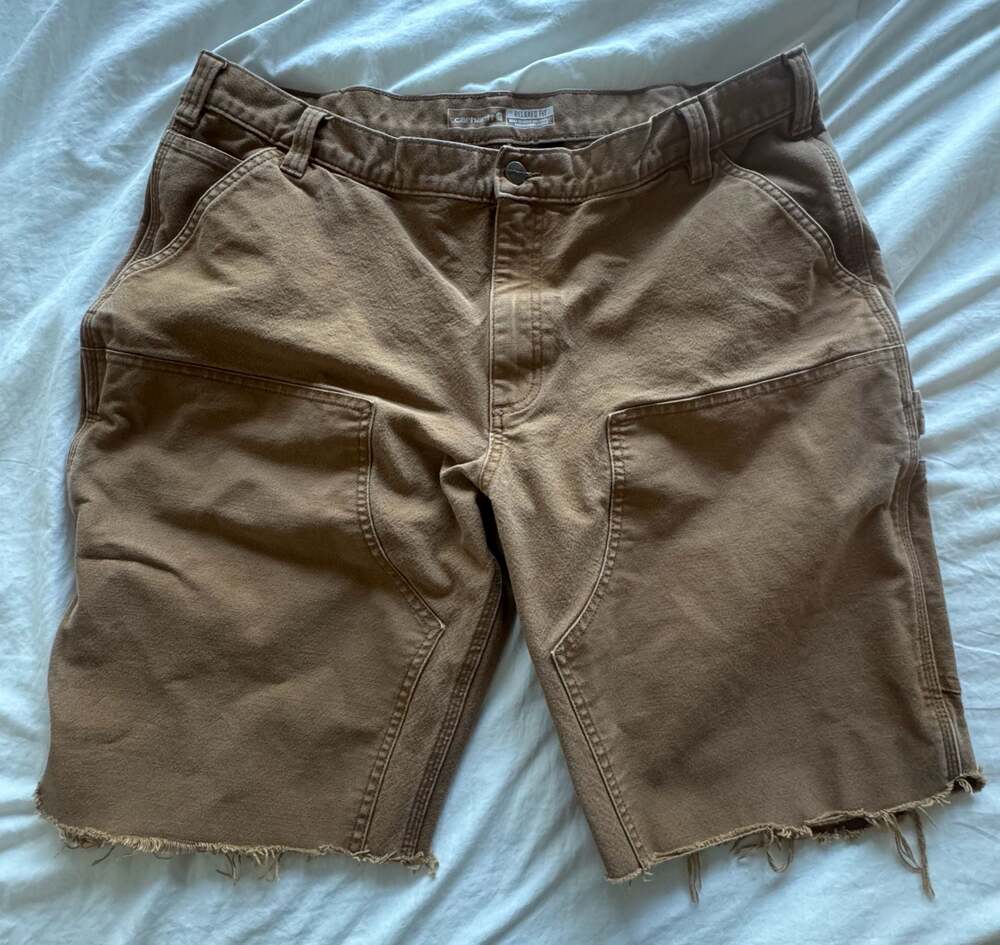 Carhartt Relaxed Fit Double-Knee Duck Carpenter Cut-Off Shorts Jorts Brown